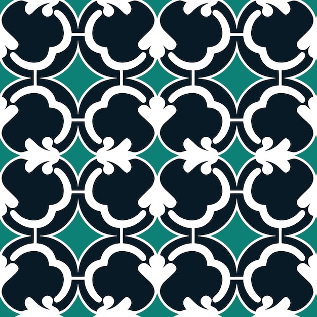 A black and white pattern on a teal green background Seamless pattern Vector