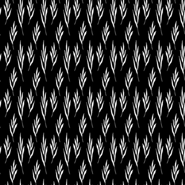 Black and white pattern with leaves.Seamless Botanical pattern in Scandinavian style. White leaves on a black background. Minimalistic and modern design. Vector illustration. Vector illustration