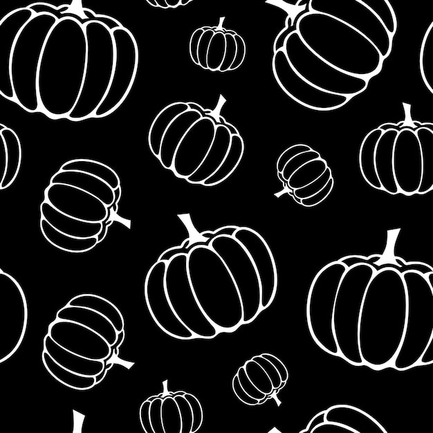 Black and white pattern with pumpkins