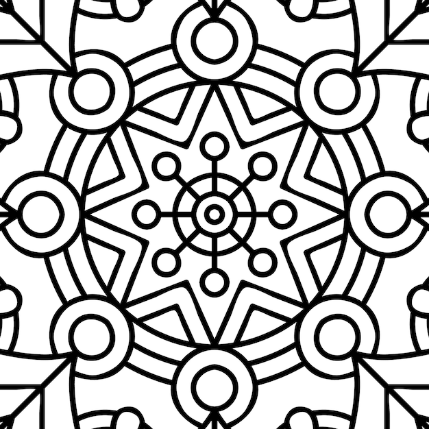 a black and white pattern with a white geometric design in the middle