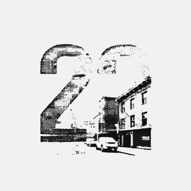 a black and white photo of a building with the number 2 on it