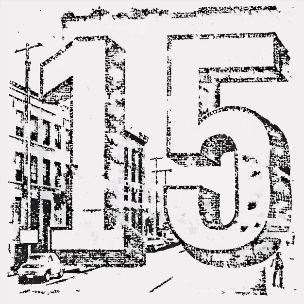 a black and white photo of a building with the number 5 on it