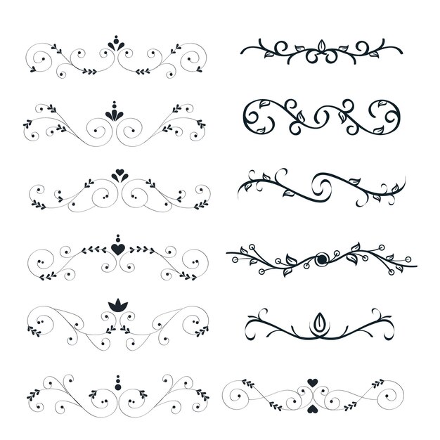 Vector a black and white photo of a collection of hand painted designs