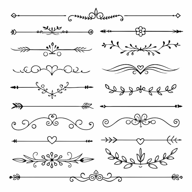 a black and white photo of a collection of hand - painted designs