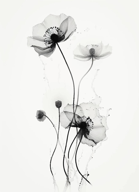 Vector a black and white photo of flowers with the words flowers on the bottom