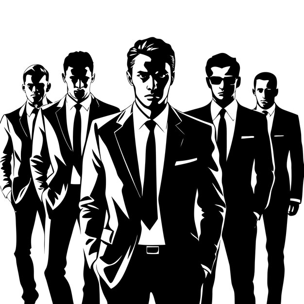 Vector a black and white photo of a group of men in suits