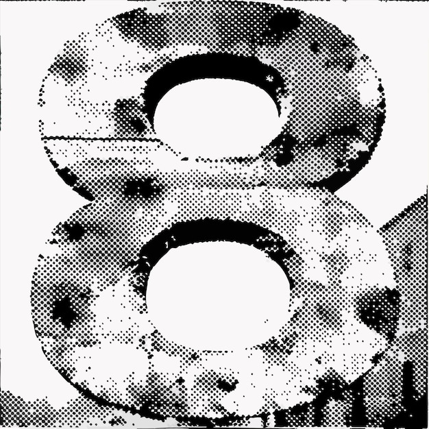 a black and white photo of a number 6