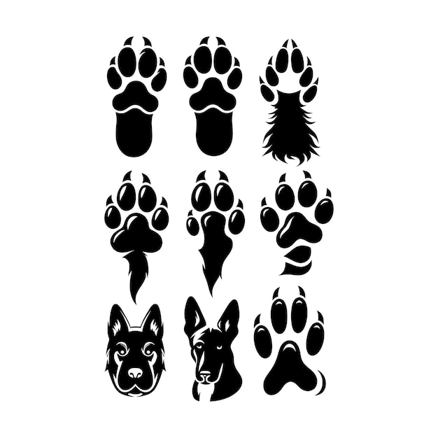 a black and white photo of a paw print with a black paw print