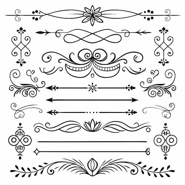 a black and white photo of a set of different designs and designs