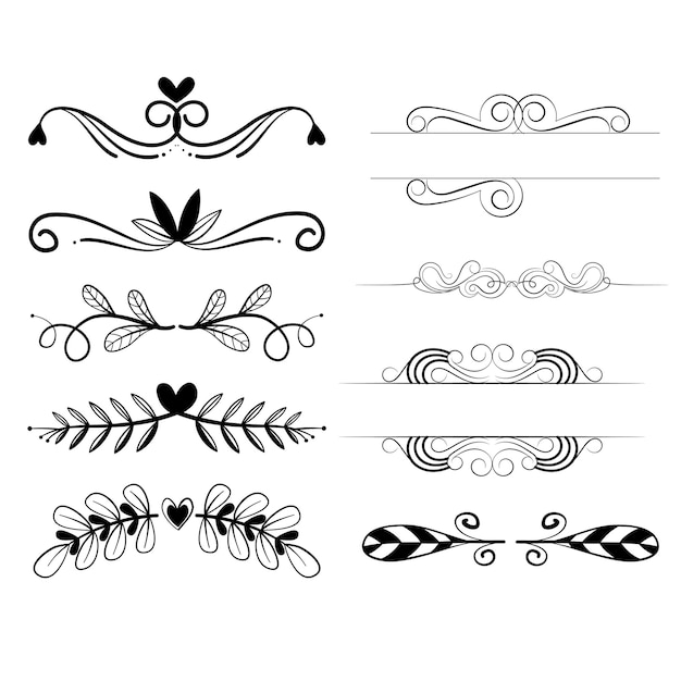 a black and white photo of a set of different designs