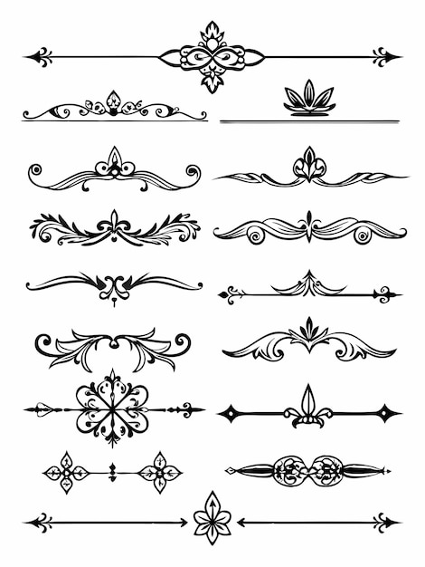 a black and white photo of a set of different designs