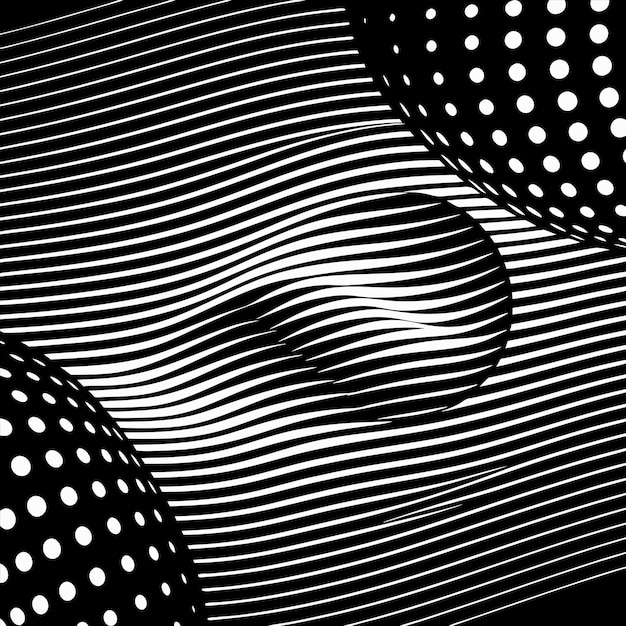 Vector a black and white picture of a banana and polka dot background