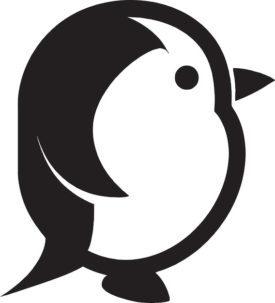 A black and white picture of a bird with a black face and a white outline.