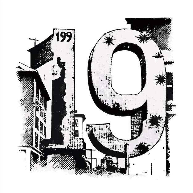 a black and white picture of a building with the number 90 on it