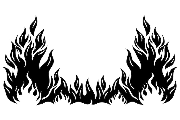 Vector a black and white picture of a fire design with flames