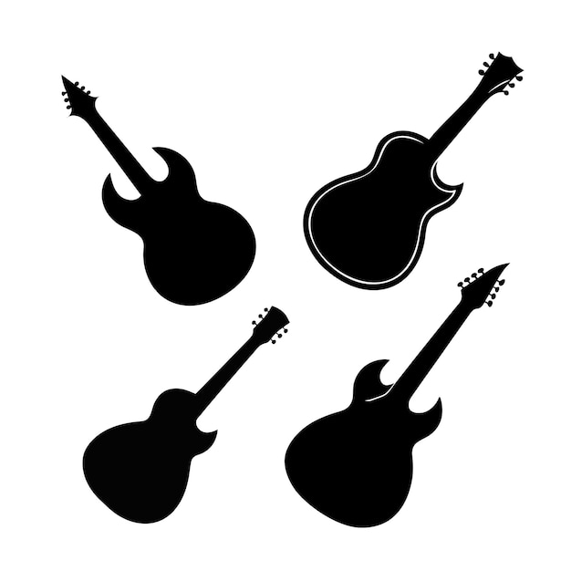 Vector a black and white picture of guitars and a white background