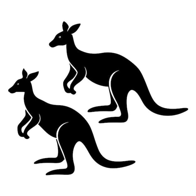 Vector a black and white picture of kangaroos and kangaroos