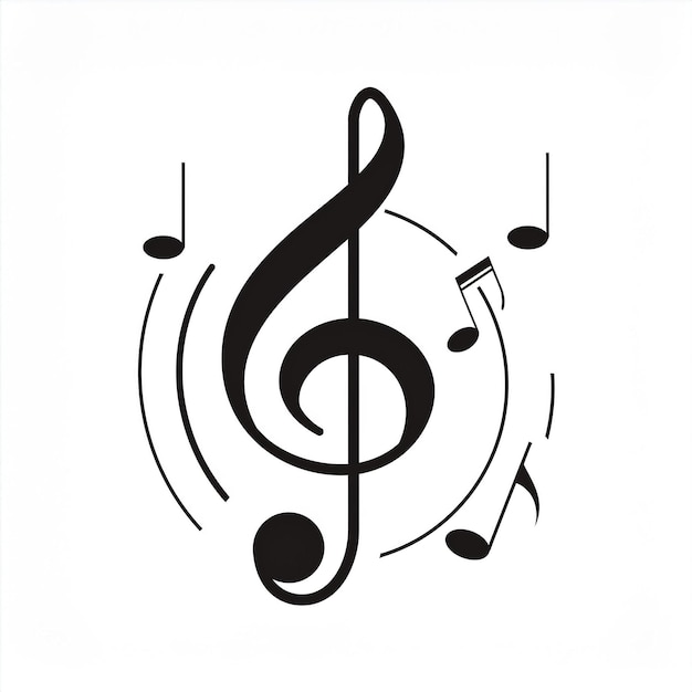 Vector a black and white picture of a music notes and a black and white background