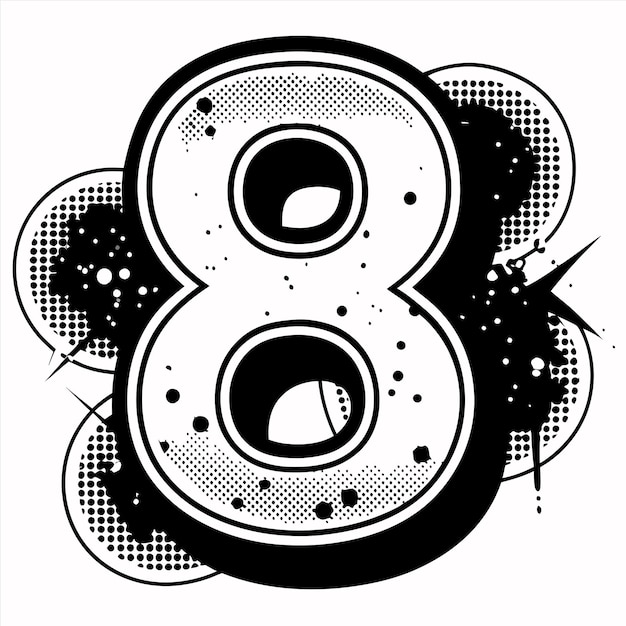 a black and white picture of a number 8 is shown