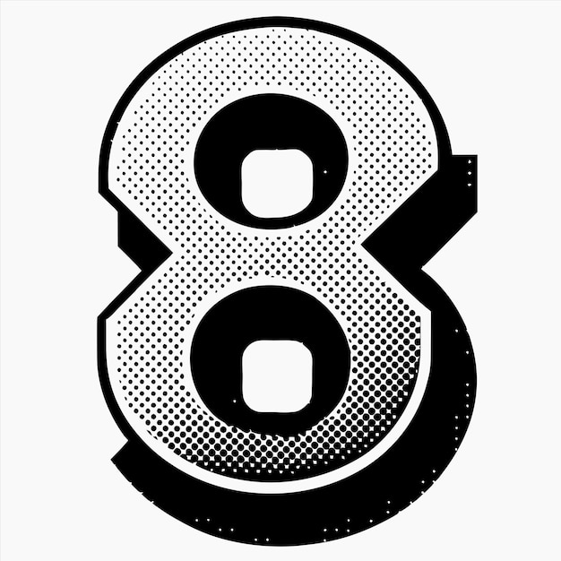 a black and white picture of a number 8