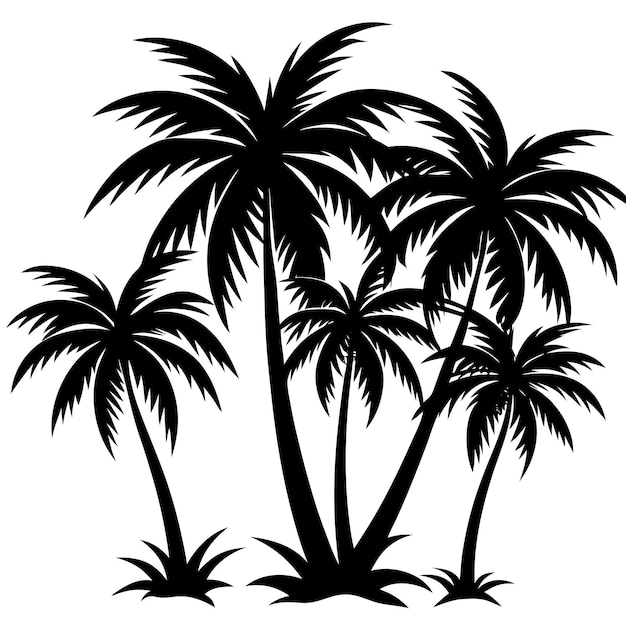 Vector a black and white picture of palm trees with the words  palm trees  on it