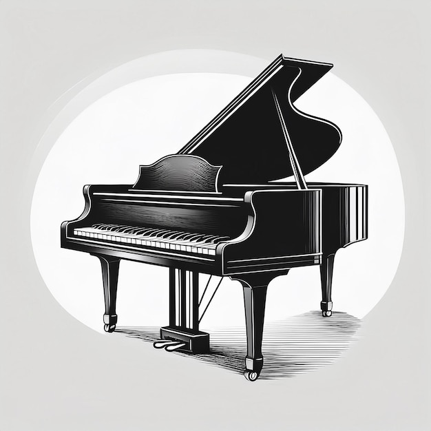 Vector a black and white picture of a piano with a white background