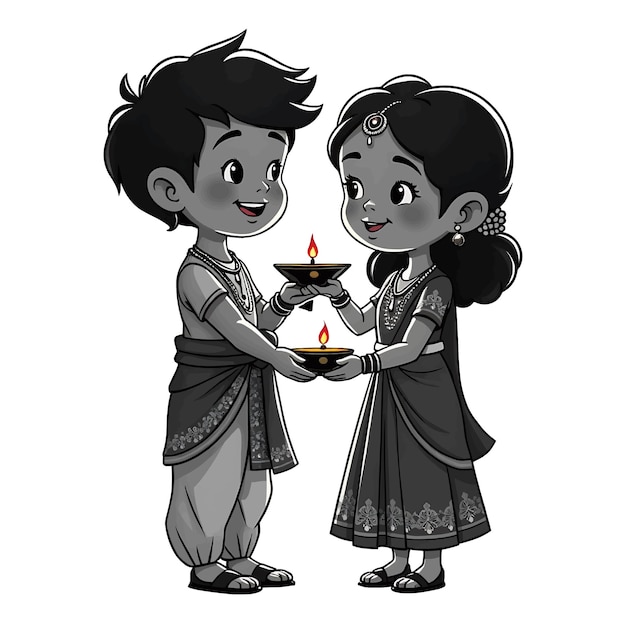 a black and white picture of two children and a candle