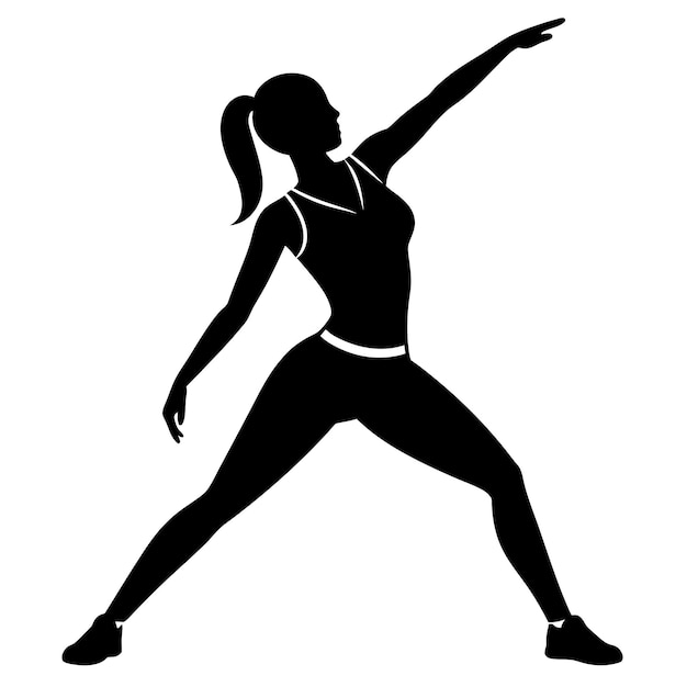 Vector a black and white picture of a woman doing yoga