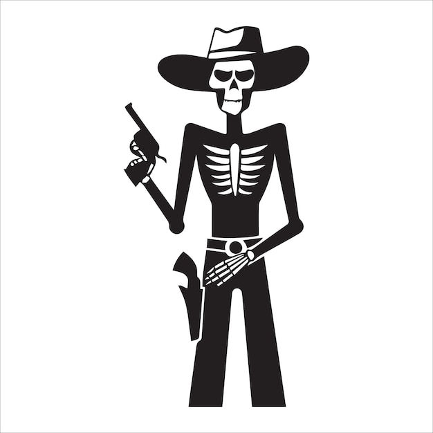 black and white police skeleton vector