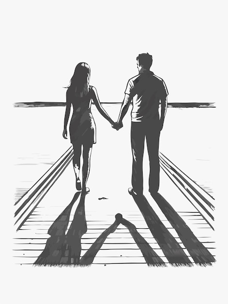 Vector a black and white poster of a couple holding hands and a man holding hands