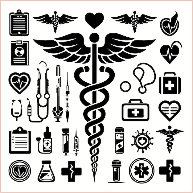 Vector a black and white poster of a medical symbol with a cross and a cross on it