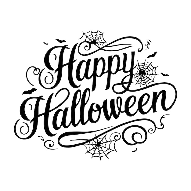 Vector a black and white poster with a happy halloween on it