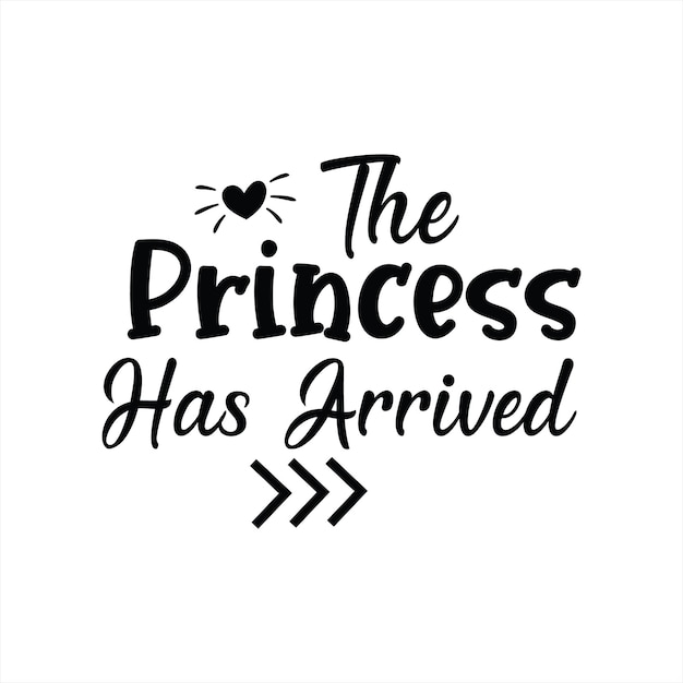 A black and white poster with a heart on it that says the princess has arrived.