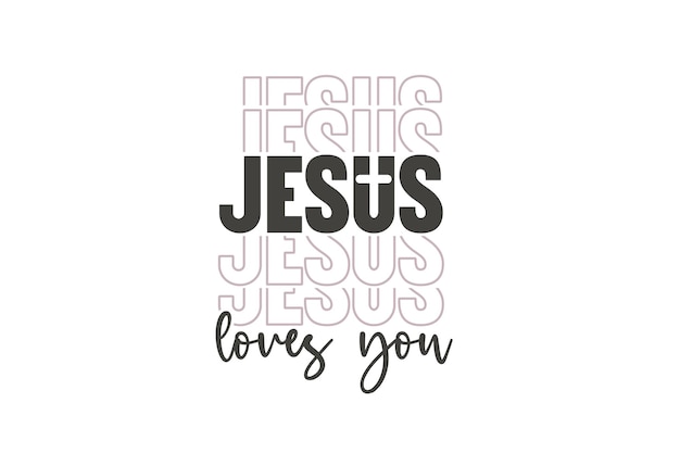 Vector a black and white poster with the words jesus love on it