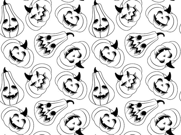 Black and white pumpkins Halloween pattern Seamless pattern vector illustration for textiles clothing and backgrounds