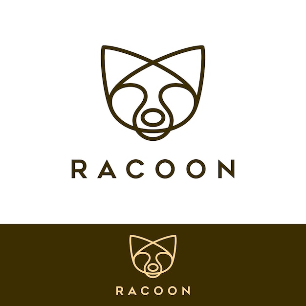 black white raccoon head logo and icon, clip art vector