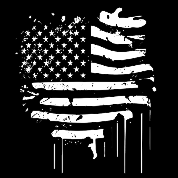 Black and white realistic abstract flag of America country independence day national traditions Vector