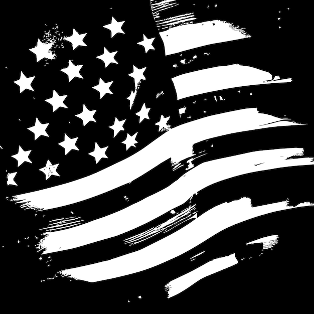 Black and white realistic abstract flag of America country independence day national traditions Vector