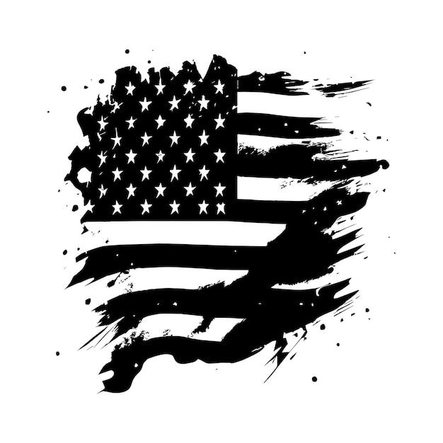 Black and white realistic abstract flag of America country independence day national traditions Vector