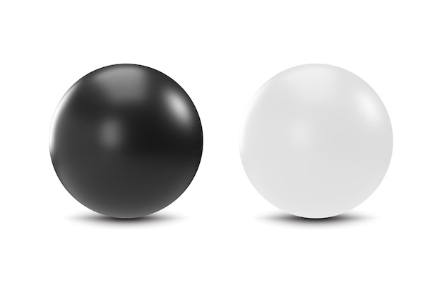 Black and white realistic d spheres isolated