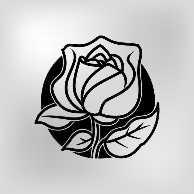 black and white rose vector