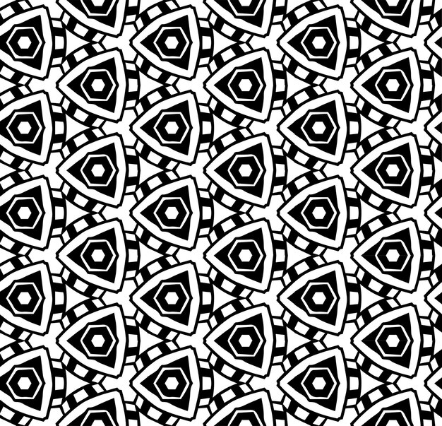 Black and white seamless abstract pattern Background and backdrop Grayscale ornamental design Mosaic ornaments Vector graphic illustration