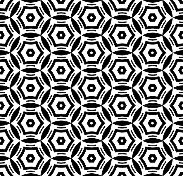 Black and white seamless abstract pattern Background and backdrop Grayscale ornamental design Mosaic ornaments Vector graphic illustration