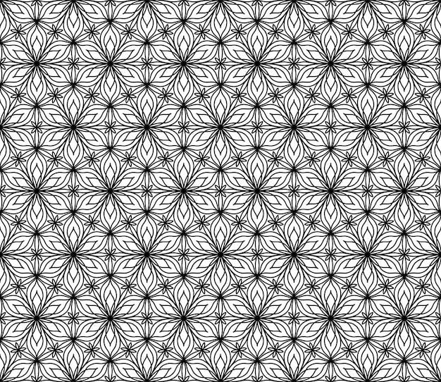 BLACK AND WHITE SEAMLESS PATTERN WITH LINEAR ORNAMENT IN VECTOR