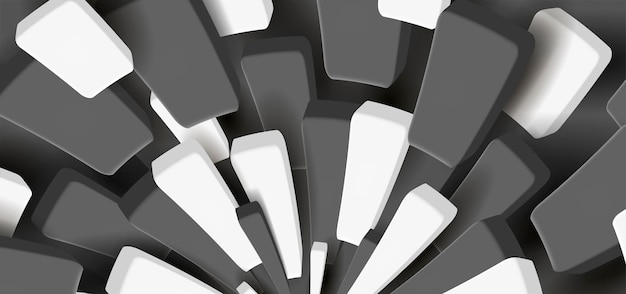 Vector black and white shapes creating a dynamic movement abstract background