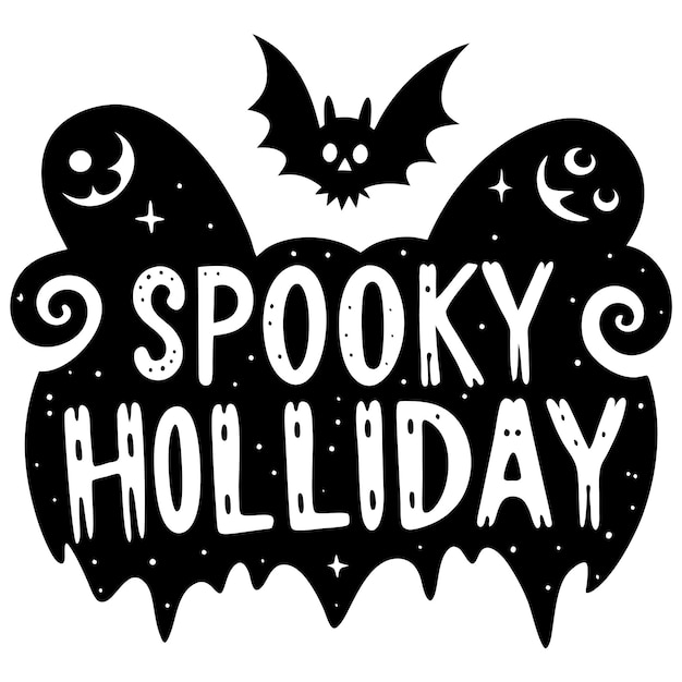 Vector a black and white sign that says halloween holiday on it