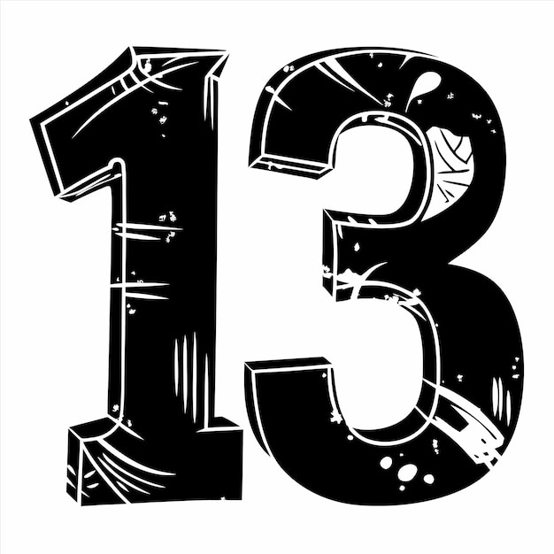 a black and white sign that says the number 13