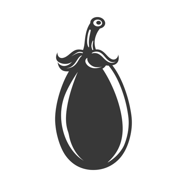 Vector black and white silhouette of an eggplant