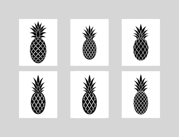 Vector black and white silhouette pineapple vector illustration