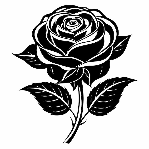 a black and white silhouette of a rose vector background